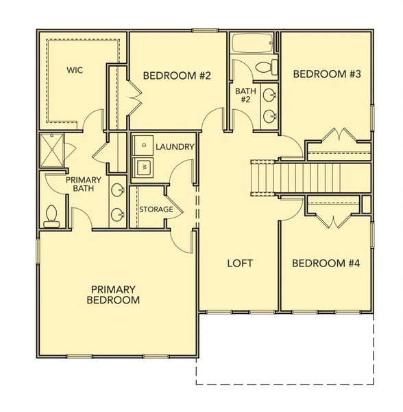 2D floor plan layout for the Aspen by Kerley Family Homes in Meadow Pines, Dallas, GA (Image 4).
