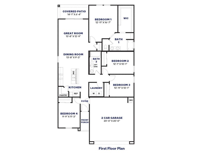 2D floor plan layout for the Dalton by D.R. Horton in Quail Ranch, San Tan Valley, AZ (Image 5). 2D floor plan layout for the Dalton by D.R. Horton in Quail Ranch, San Tan Valley, AZ (Image 5).