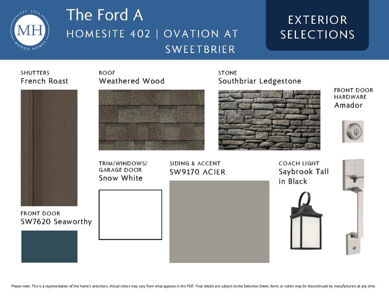 Sample of building materials used in homes in Ovation at Sweetbrier, Durham (Image 4).