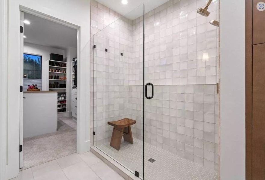 Oversized Walk in shower with Frameless Shower Glass