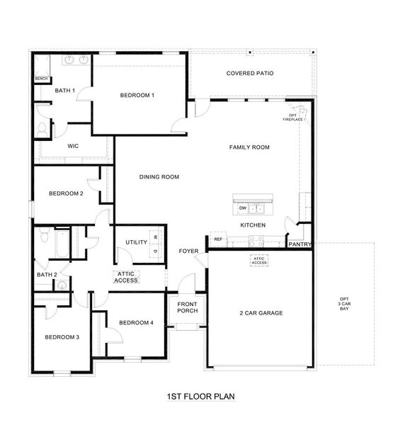 2D floor plan layout for the Echelon by D.R. Horton in Silverado, Aubrey, TX (Image 3).
