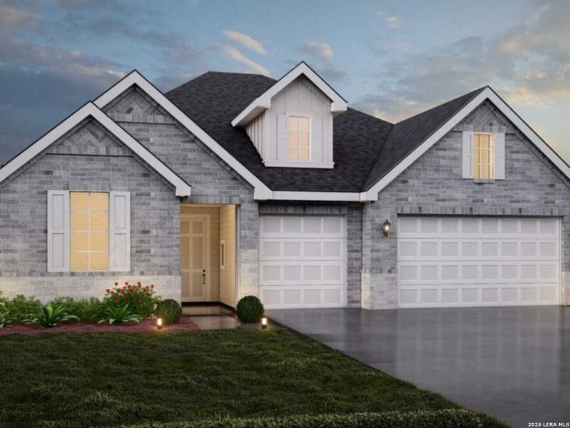 Front exterior of a new home in , New Braunfels, TX, highlighting curb appeal (Image 1). Front exterior of a new home in , New Braunfels, TX, highlighting curb appeal (Image 1).