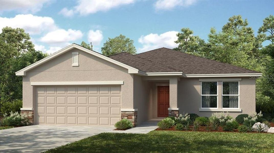 Front exterior of a new home in Brookland Park, Auburndale, FL, highlighting curb appeal (Image 1). Front exterior of a new home in Brookland Park, Auburndale, FL, highlighting curb appeal (Image 1).