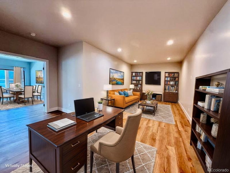 Virtually staged New construction office lower area