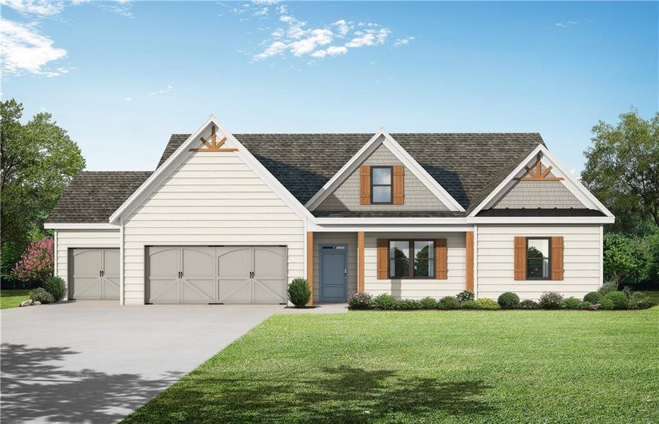 Front exterior of a new home in , Winder, GA, highlighting curb appeal (Image 1). Front exterior of a new home in , Winder, GA, highlighting curb appeal (Image 1).