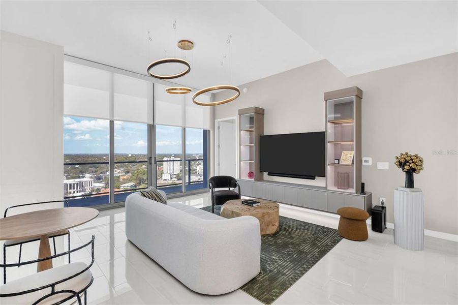 Furnished interior view inside a new home in Residences at 400 Central, St. Petersburg (Image 6). Furnished interior view inside a new home in Residences at 400 Central, St. Petersburg (Image 6).