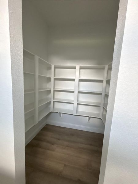 Discover the expansive walk-in pantry, perfect for all your storage needs!
