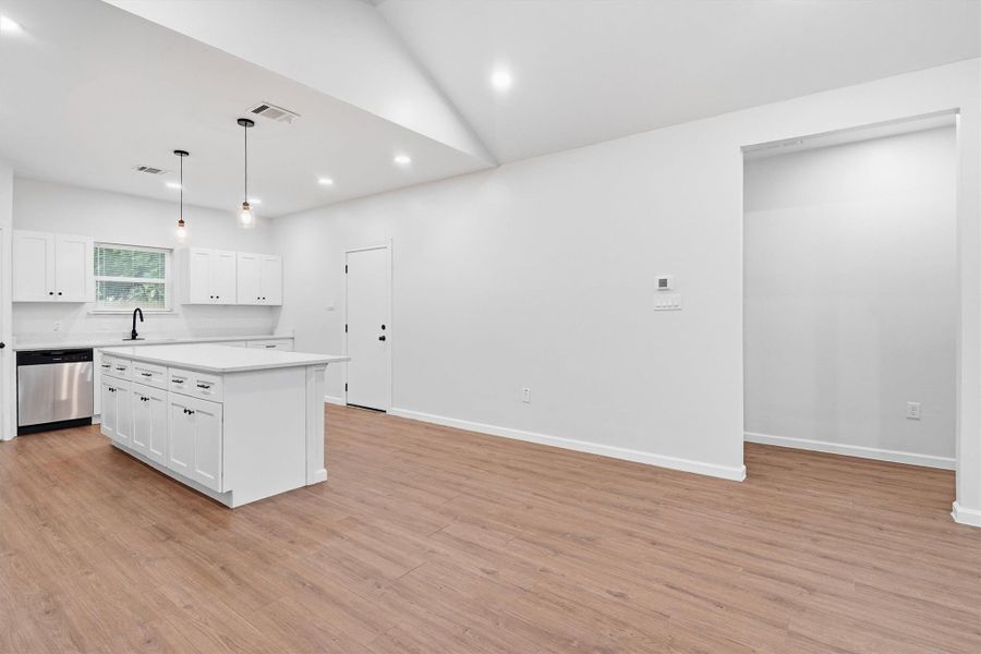 Kitchen area featuring Texas sized island