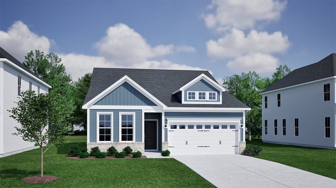 Representative exterior photo of a completed home built from the Clark - Vanguard Collection by Mungo Homes in Ovation at Sweetbrier, Durham, NC (Image 3).