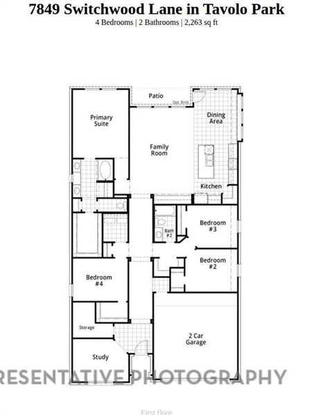 2D floor plan layout of this home in Tavolo Park, Fort Worth, TX (Image 3).