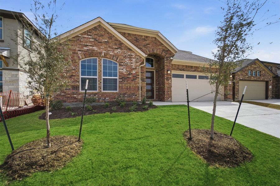 Front exterior of a new home in Sunfield, Mustang Ridge, TX, highlighting curb appeal (Image 28).