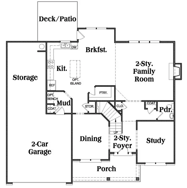 2D floor plan layout for the (GA)The Grayson | Front Entry by Reliant Homes in Woodland Hills, Loganville, GA (Image 2).