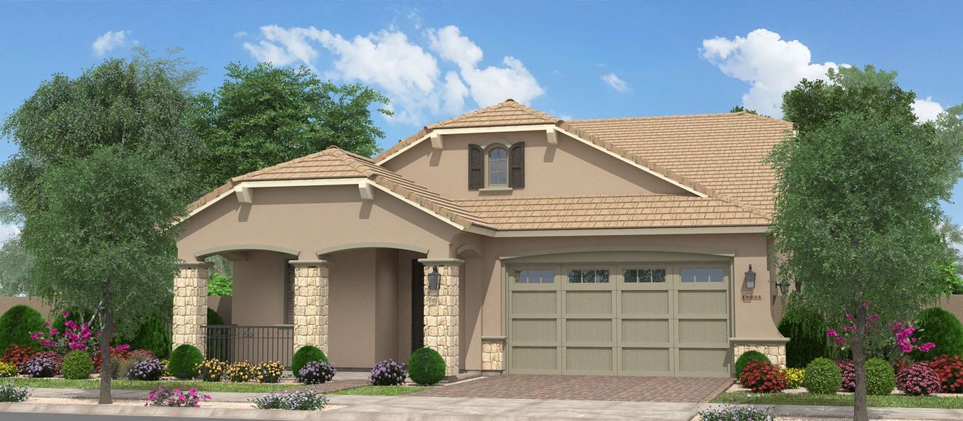 Representative exterior photo of a completed home built from the Tamarillo w/Loft by Fulton Homes in Orchard at Barney Farms, Queen Creek, AZ (Image 4).