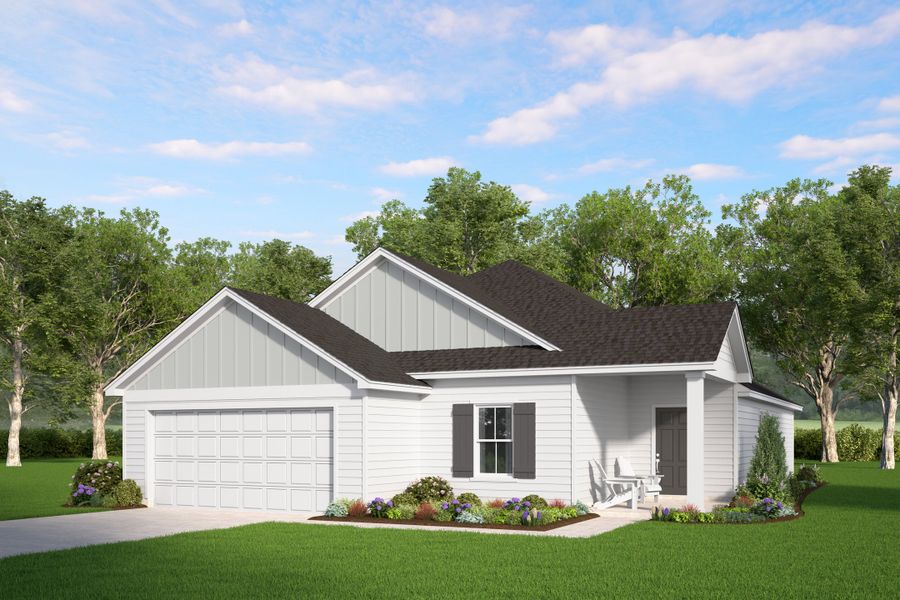 Front exterior of a new home in Heritage at New Riverside, Bluffton, SC, highlighting curb appeal (Image 1).