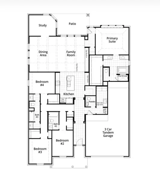 2D floor plan layout for the Appleton by Highland Homes in The George, Richmond, TX (Image 3).