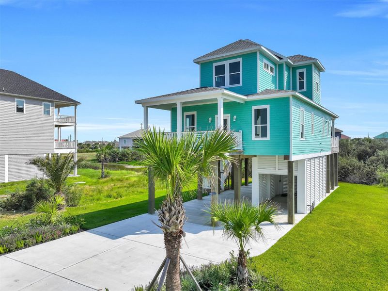 Front exterior of a new home in , Galveston, TX, highlighting curb appeal (Image 2). Front exterior of a new home in , Galveston, TX, highlighting curb appeal (Image 2).