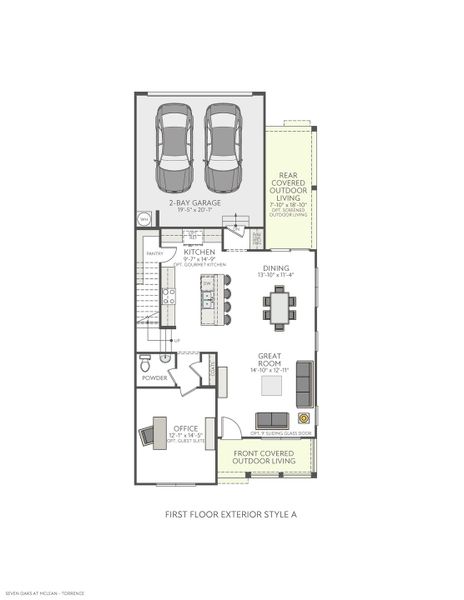 2D floor plan layout for the Torrence by Tri Pointe Homes in Seven Oaks, Belmont, NC (Image 5).