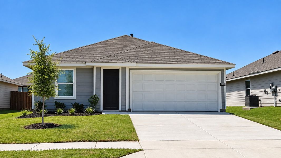 Front exterior of a new home in Longhorn Estates, Fort Worth, TX, highlighting curb appeal (Image 1). Front exterior of a new home in Longhorn Estates, Fort Worth, TX, highlighting curb appeal (Image 1).
