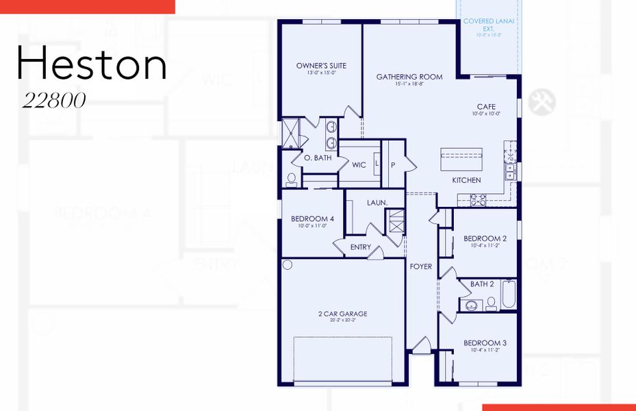2D floor plan layout of this home in The Strand at Cedar Grove, North Port, FL (Image 3).