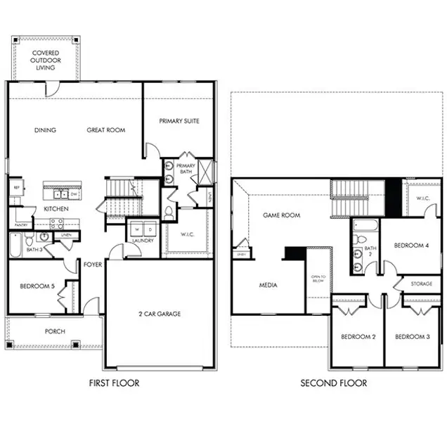 2D floor plan layout of this home in Lakehaven - Signature Series, Farmersville, TX (Image 2). 2D floor plan layout of this home in Lakehaven - Signature Series, Farmersville, TX (Image 2).