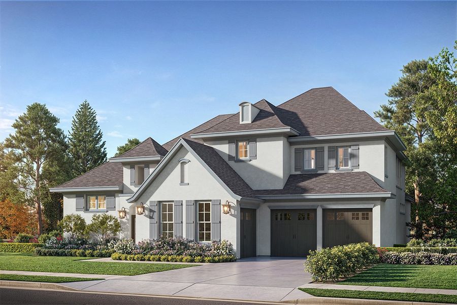 Representative exterior photo of a completed home built from the Legend by Landon Homes in Fields - Brookside North, Frisco, TX (Image 19). Representative exterior photo of a completed home built from the Legend by Landon Homes in Fields - Brookside North, Frisco, TX (Image 19).