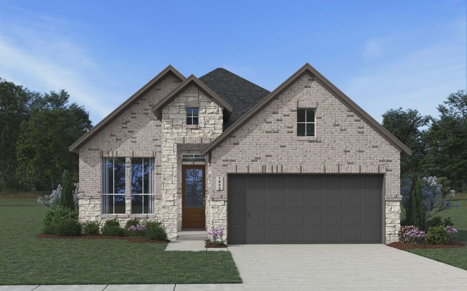 Representative exterior photo of a completed home built from the Aventura by Chesmar Homes in Bridgeland, Elgin, TX (Image 11).