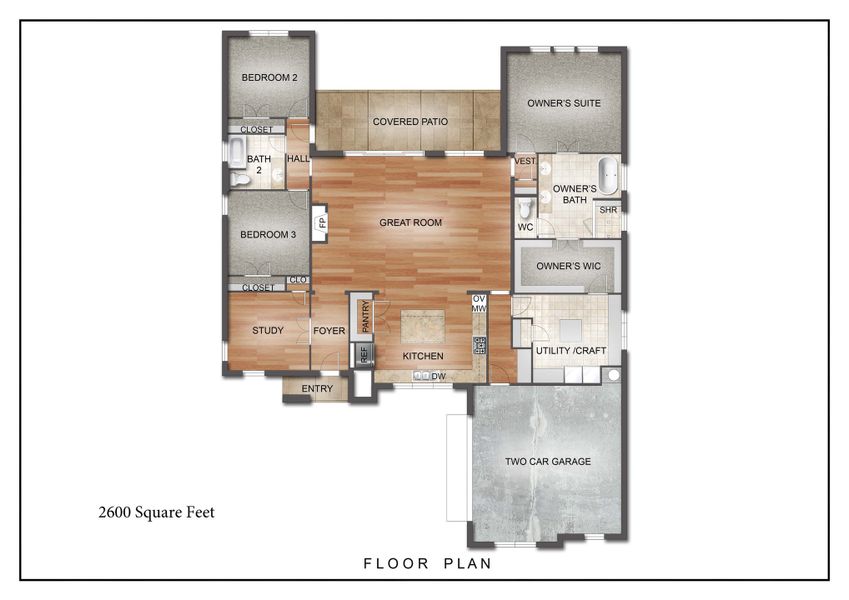 2D floor plan layout of this home in Coyote Crossing, Godley, TX (Image 2).