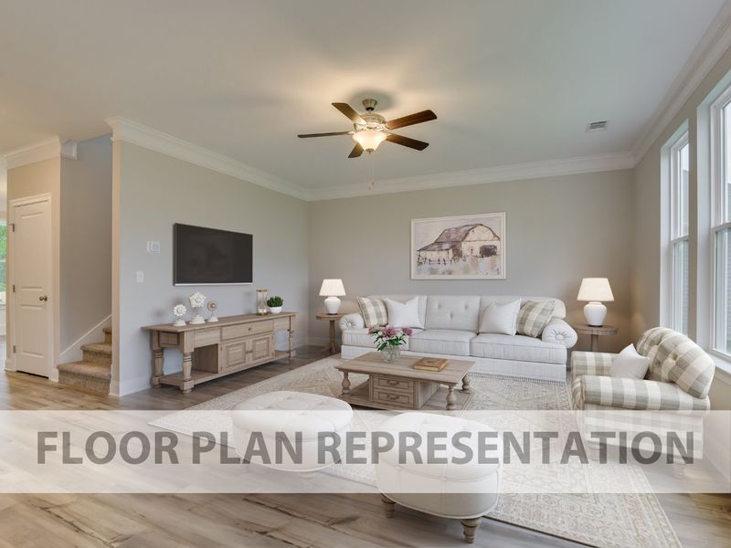 Staged Living Area Floorplan Representation Photo | The Fairport II Plan