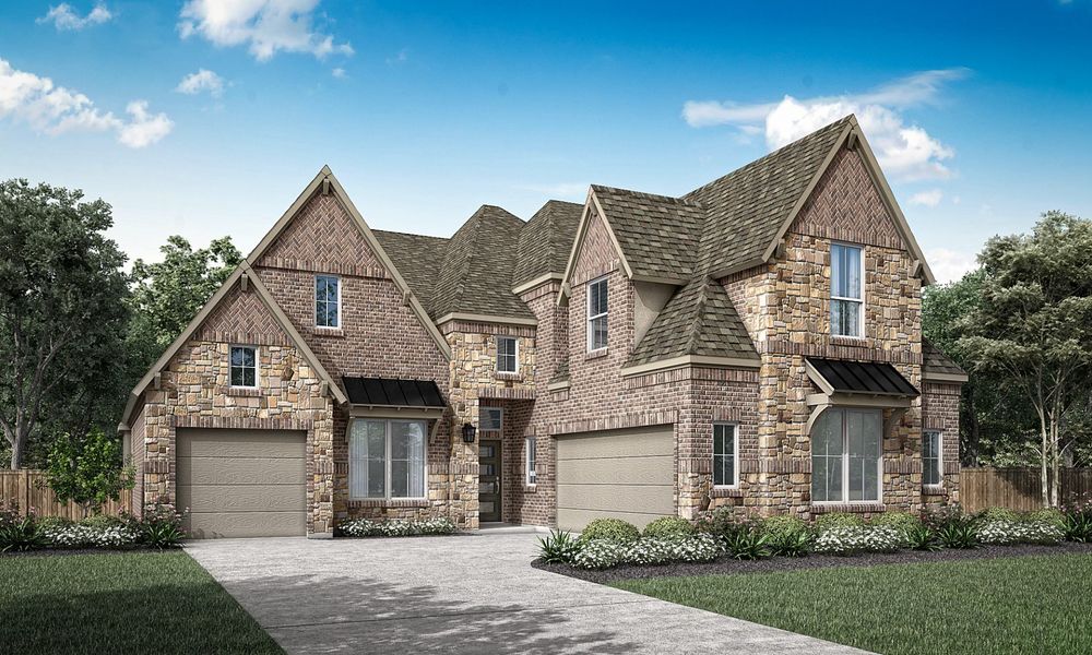 Representative exterior photo of a completed home built from the Driscoll by Pacesetter Homes in Park Hills, Rockwall, TX (Image 1). Representative exterior photo of a completed home built from the Driscoll by Pacesetter Homes in Park Hills, Rockwall, TX (Image 1).