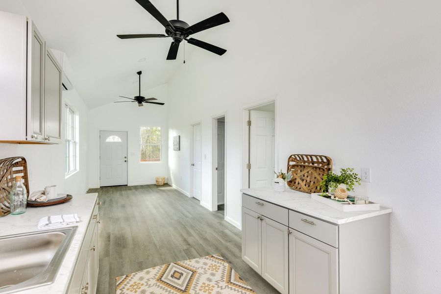 Open concept layout connecting the kitchen and living space, ideal for easy everyday living.