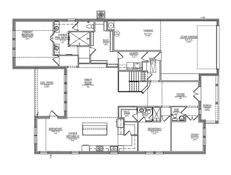 2D floor plan layout for the Medina by Beazer Homes in Johnson Ranch, San Antonio, TX (Image 3).