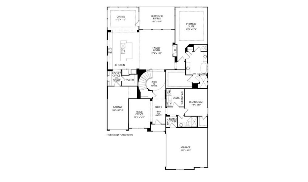 2D floor plan layout for the Ravenna by Drees Custom Homes in The Homestead - 62', Rockwall, TX (Image 5).
