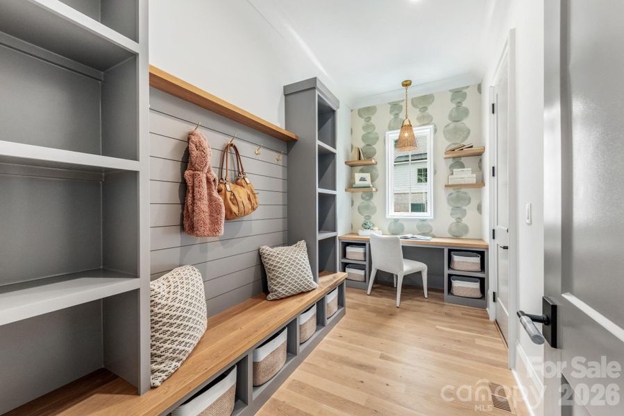Mud room and space for built in desk -- home central
