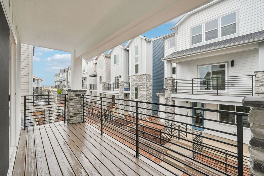 Exterior details and patio area of a home in Parkside at Victory Ridge, Colorado Springs (Image 3).