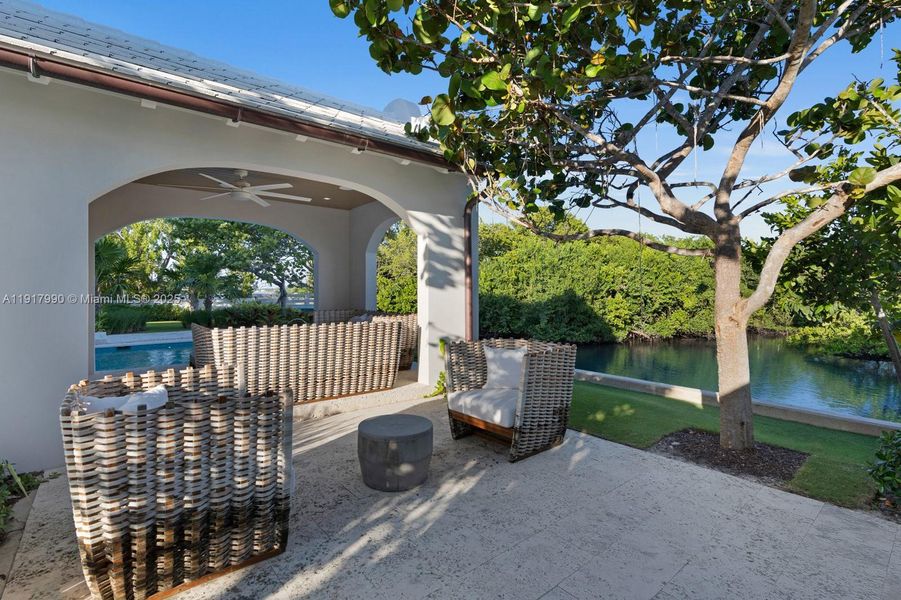 Exterior details and patio area of a home in , Palm Beach (Image 3). Exterior details and patio area of a home in , Palm Beach (Image 3).