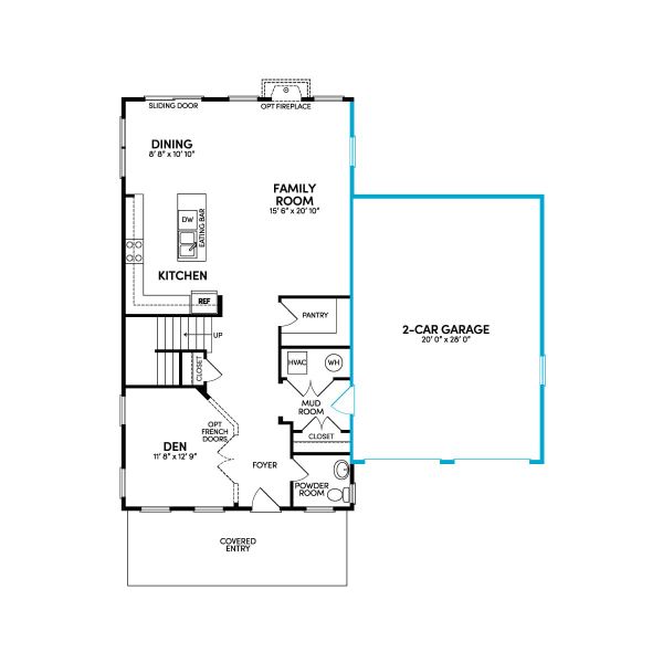 Floor 1: Main Level w/ Opt. Garage Extension