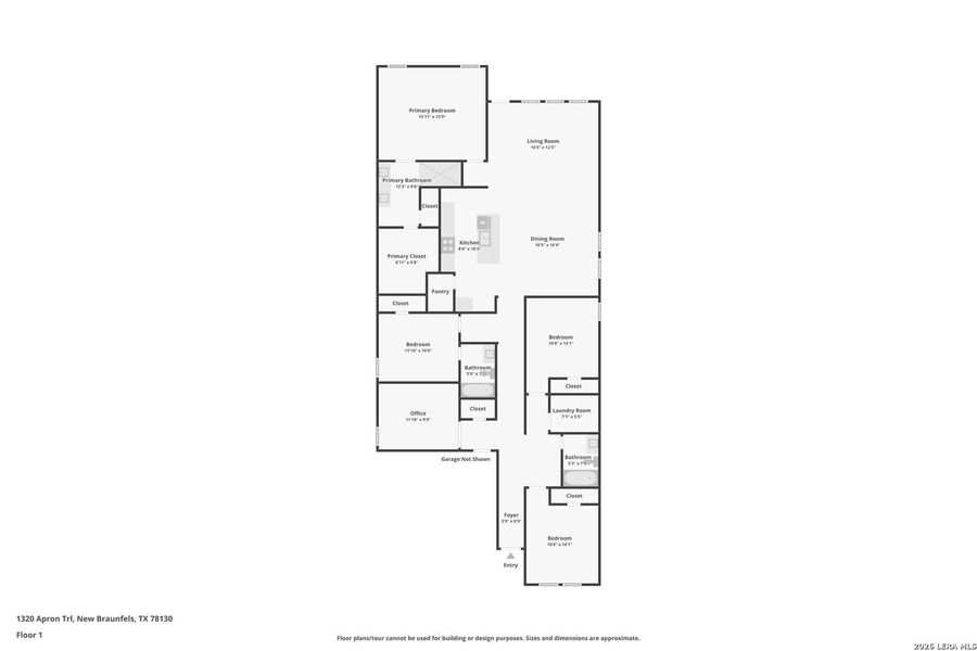 2D floor plan layout of this home in Sky Ranch, New Braunfels, TX (Image 3).