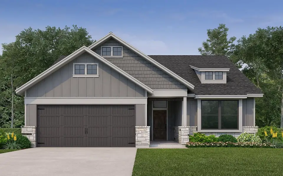 Representative exterior photo of a completed home built from the Grayson by Kendall Homes in Russell Ranch, Bay City, TX (Image 2). Representative exterior photo of a completed home built from the Grayson by Kendall Homes in Russell Ranch, Bay City, TX (Image 2).