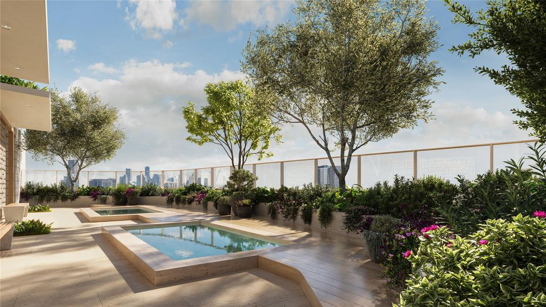 The Relaxation Patio features both hot and cold plunge pools.