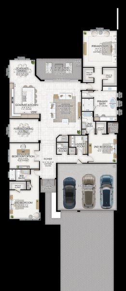 2D floor plan layout for the Julia by GL Homes in Valencia Del Mar, Boynton Beach, FL (Image 3).
