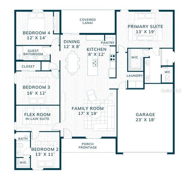 2D floor plan layout of this home in Palm Coast, Palm Coast, FL (Image 4).