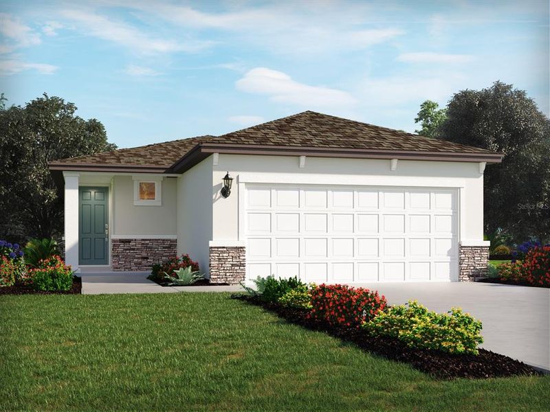 Front exterior of a new home in Leyland Preserve - Premier Series, Brooksville, FL, highlighting curb appeal (Image 1). Front exterior of a new home in Leyland Preserve - Premier Series, Brooksville, FL, highlighting curb appeal (Image 1).