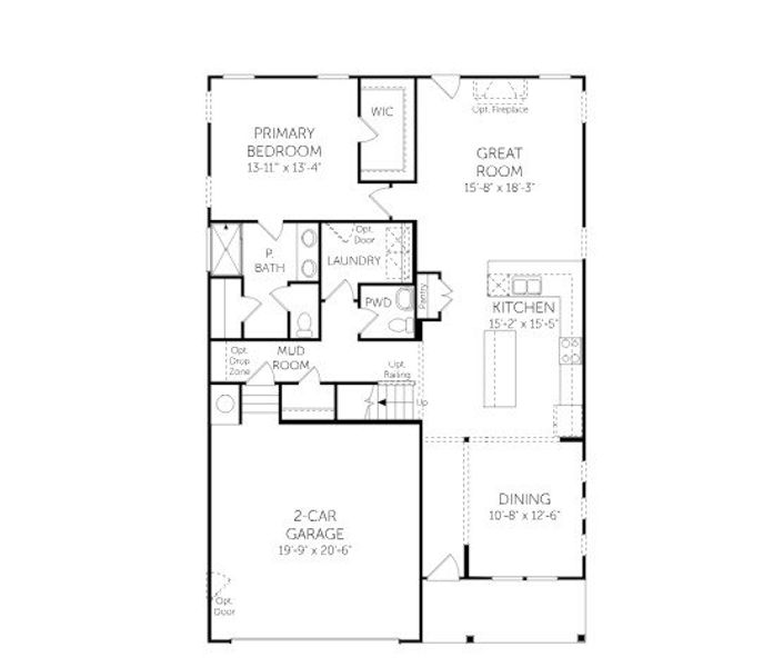 2D floor plan layout for the Bellwood - Single Family Homes by Dream Finders Homes in Briley Downs, Smyrna, TN (Image 5).