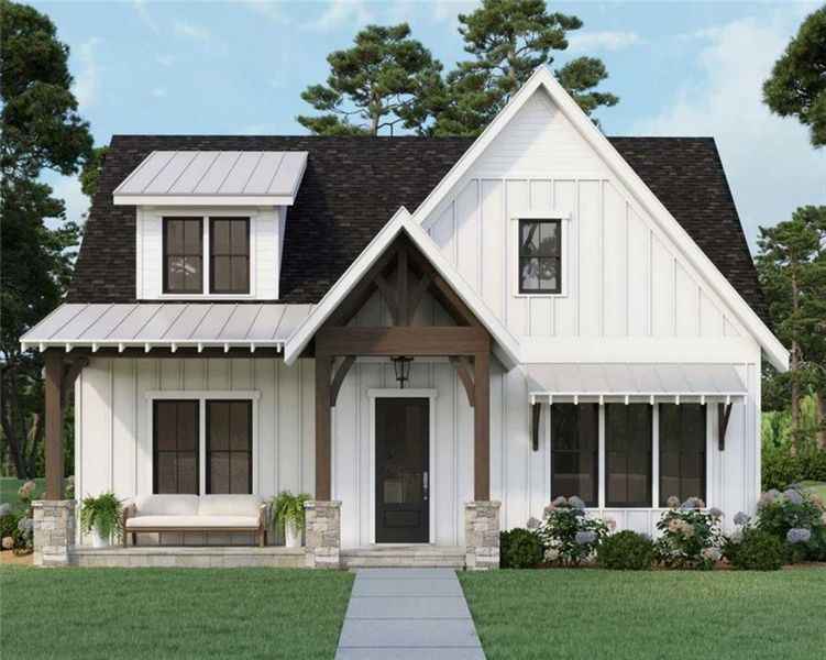 Front exterior of a new home in , Ball Ground, GA, highlighting curb appeal (Image 1). Front exterior of a new home in , Ball Ground, GA, highlighting curb appeal (Image 1).