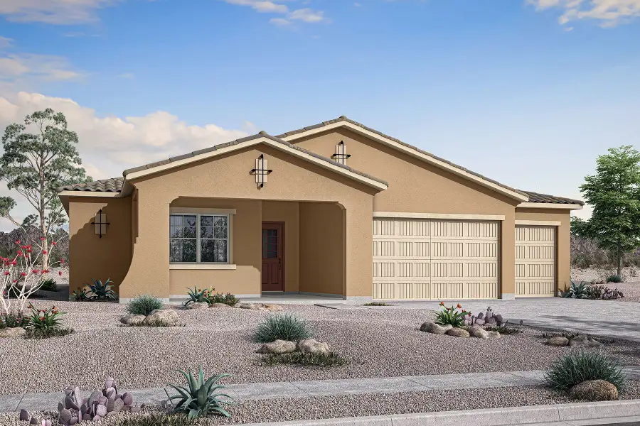 Representative exterior photo of a completed home built from the Forest by Mattamy Homes in Empire Pointe, Queen Creek, AZ (Image 4). Representative exterior photo of a completed home built from the Forest by Mattamy Homes in Empire Pointe, Queen Creek, AZ (Image 4).