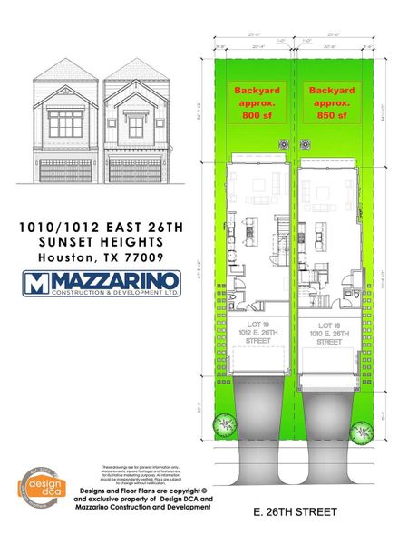 Please be aware that these plans are the property of the architect/builder designer that designed them not DUX Realty, Mazzarino Construction or 1010-1012 E 26TH LLC. Please be aware that these plans are the property of the architect and are protected from reproduction and sharing under copyright law. These drawing are for general information only. Measurements, square footages and features are for illustrative marketing purposes. All information should be independently verified.