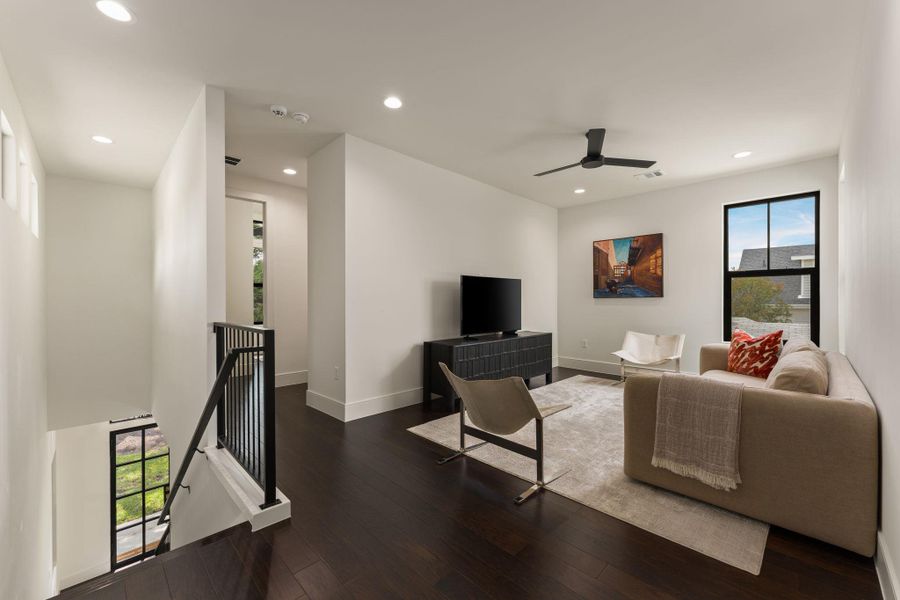 The upstairs living area is a perfect, relaxed retreat area.