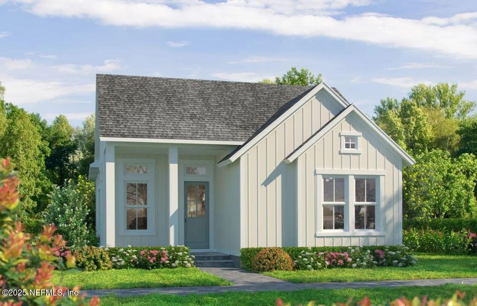 Front exterior of a new home in Seven Pines, Jacksonville, FL, highlighting curb appeal (Image 1). Front exterior of a new home in Seven Pines, Jacksonville, FL, highlighting curb appeal (Image 1).