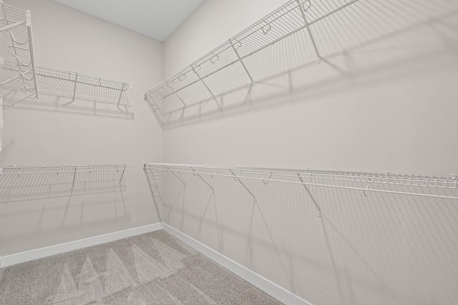 Spacious closet with light colored carpet