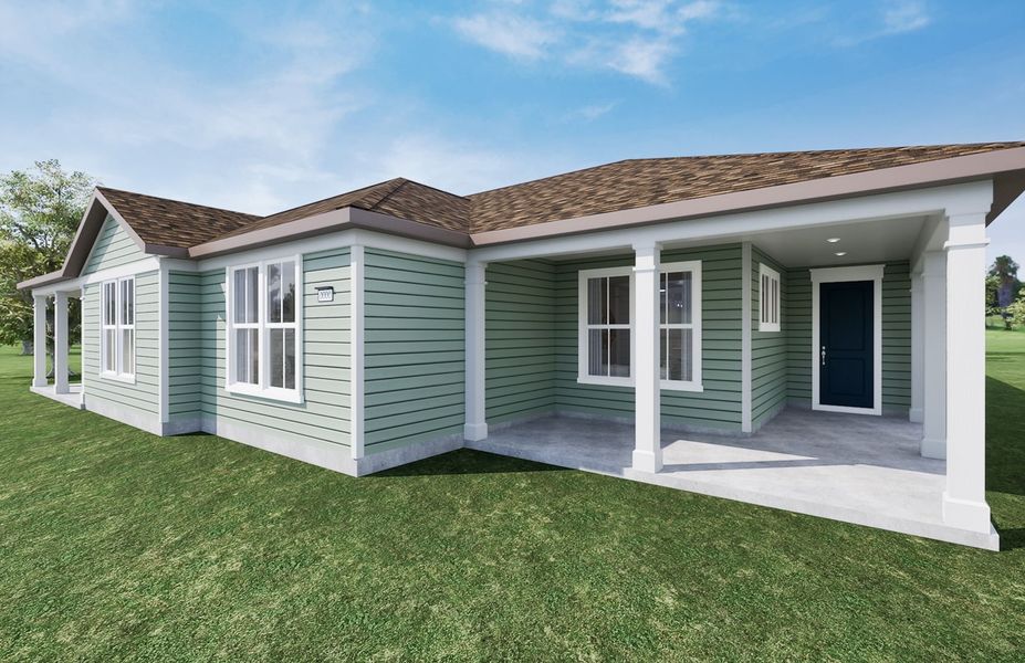 Exterior details and patio area of a home in Sun City Hilton Head, Bluffton (Image 3).